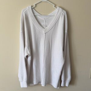 Aerie Light Gray V-Neck Sweater